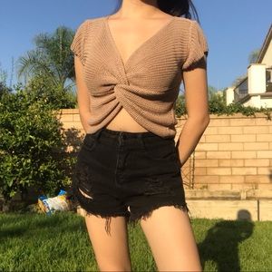 Tan Crochet Top